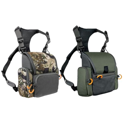 Arnés binocular ajustable impermeable verde militar con bolsillos caza 6