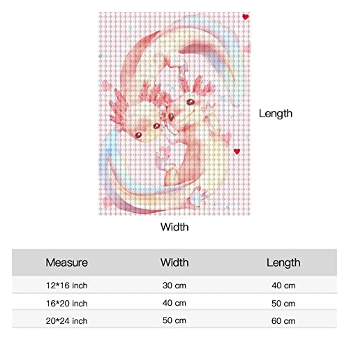 LIANPO Diamond Painting Cute Axolotl DIY 5D Full Drill Kits for Kids Mexican Salamander Paint by Diamonds Adults Round Rhinestone Art Craft Home Decoration 12x16inch, White, VGT - Thumbnail 7
