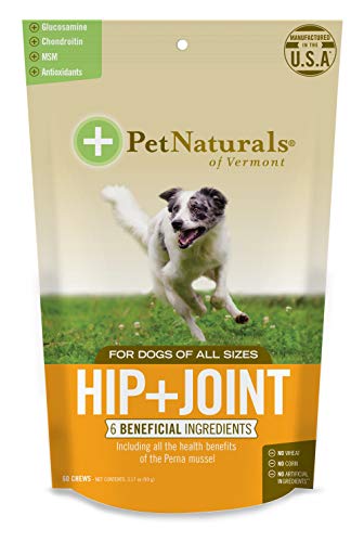 Pet Naturals of Vermont  Cadera + articulación para Perros, suplemento Diario de Apoyo Conjunto, 60 masticadores de tamaño mordido