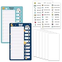 2PCS Checklist Boards, To Do Liste für Kinder, Routine Planer, Täglicher Plan, Aufgabenplaner für Kinder (1 Morgen Checkliste, 1 Abend)