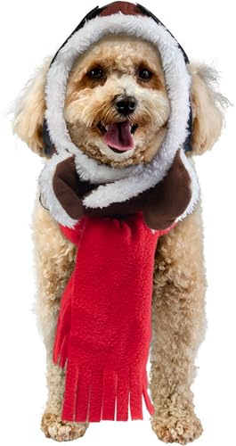 Rubies Aviator Pet Hat & Scarf Set for Dogs or Cats, S/M