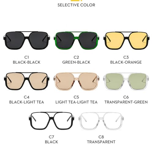 Fashion Vintage Big Square Sunglasses Half Frame UV400 Sun Shades Women Men Trendy Design Sun Glasses Eyewear 5