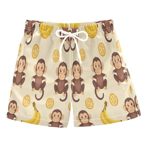 Jucciaco Boys Beach Board Shorts Monkey Lemon Banana Quick Dry Swim Trunk Swimwear for Kids