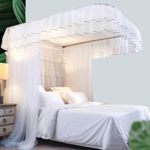 Mosquitera con dosel para cama de matrimonio con soporte de metal resistente de 180x220 2
