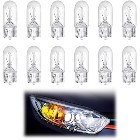 12 PCS 501 W5W Bulbs T10 Car Lighting Kit Cover