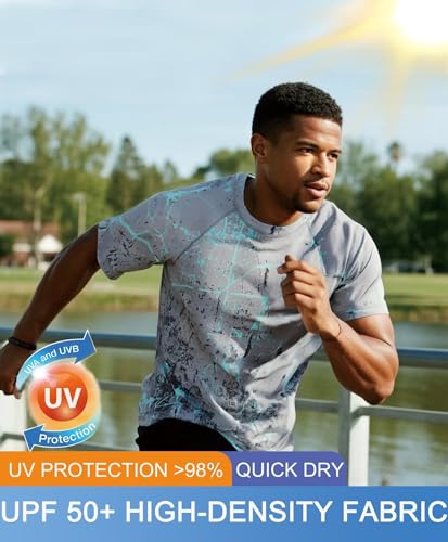 Men's Rashguard Swim Shirt Short Sleeve UPF 50+ Sun Protection Shirt SPF Quick Dry Water Lightweight Shirt huilv-Tshirt-L — view 4