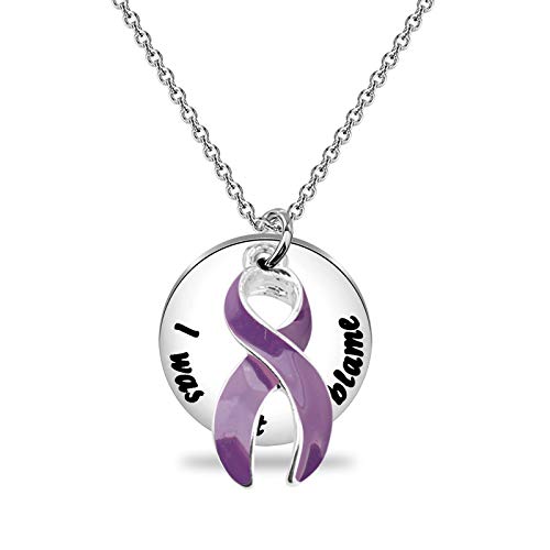 bobauna Domestic Violence Awareness Purple Ribbon Necklace Domestic Abuse Survivor Jewelry Gift I Was Not To Blame