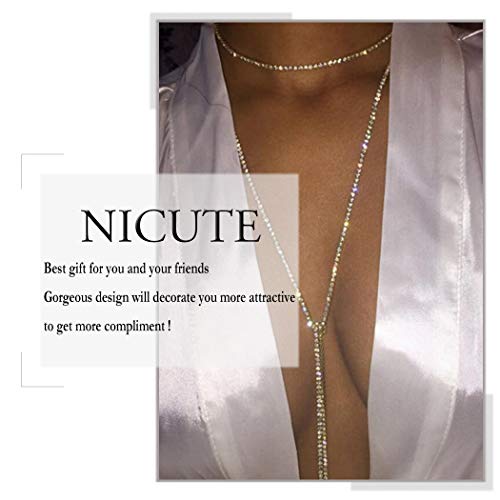 Nicute Star Y-Necklaces Rhinestone Long Necklaces Crystal Choker Chain Party Choker Necklace Jewelry For Women And Girls (Gold) #TOP6