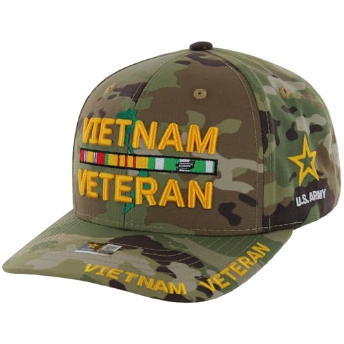 Image of Vietnam Veteran Hat US Army Official Licensed Army Veterans Embroidered Adjustable Military Baseball Cap for Men