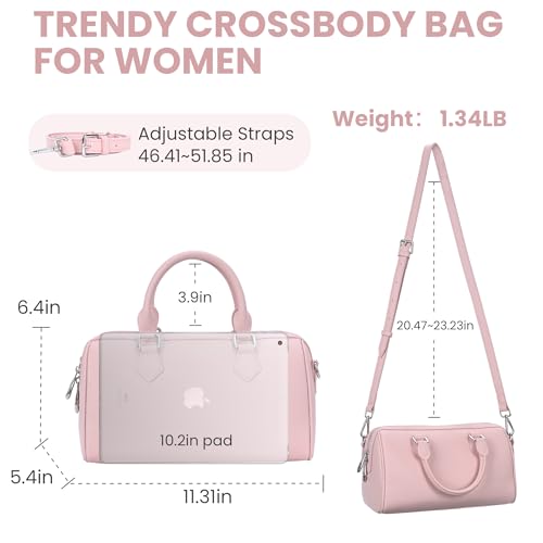 Image of HESHE Leather Crossbody Bags for Women Hobo Shoulder Bag Satchel Handbags | Genuine Leather,Removable Strap,Roomy Shoulder Bags Designer Boston Barrel Purse Ladies Daily Bag Crossbody Purse for Travel
