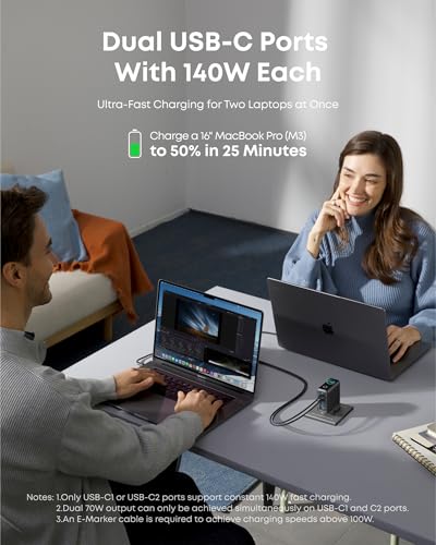 140W USB C Charger, Anker Laptop Charger, 4-Port Multi-Device Fast Charging, Advanced GaN Power Adapter, Intuitive Touch Controls, Compatible with MacBook, iPhone 17 Series, Samsung, Pixel, and More - Image 4