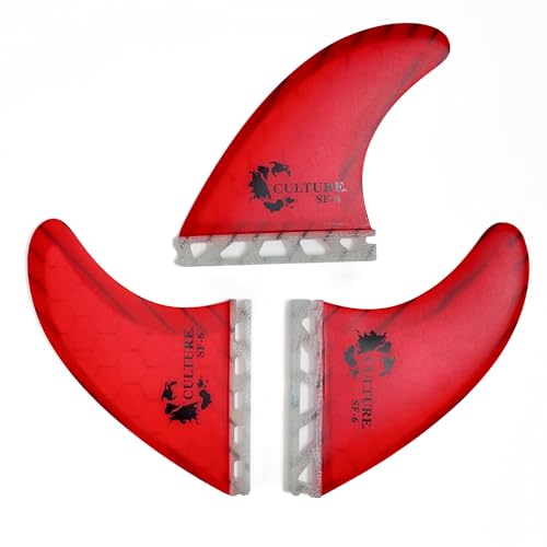 Culture Supply Signature RTM Honeycomb Tri Fin Surfboard Fin Sets - 5 Colors | 3 Sizes (Red, Large (SF-6))
