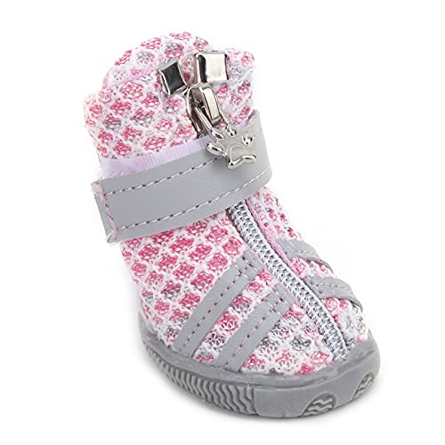 Sapatos Antiderrapantes para Cães, 4 Unidades, Botas Leves e Respiráveis ​​para Cães Pequenos, Médio