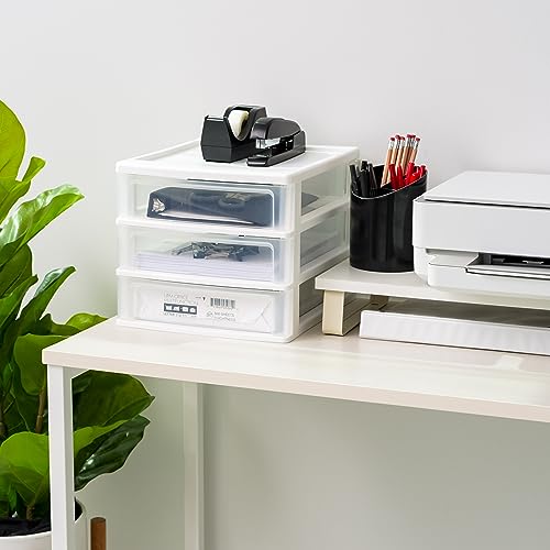 Image of IRIS USA 3-Drawer Medium Stacking Desktop Organizer, White