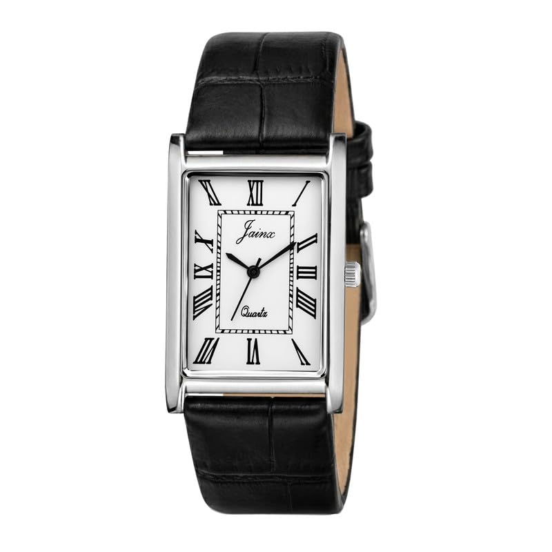 Image of jainx Executive Rectangular Shape Black Leather Strap Analog Wrist Watch for Men