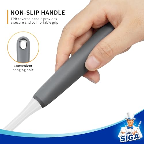 Image of MR.SIGA Long Handle Bottle Brush, Flexible Scrub Brush for Water Bottles, Glasswares, Mugs, Gray, 2 Pack