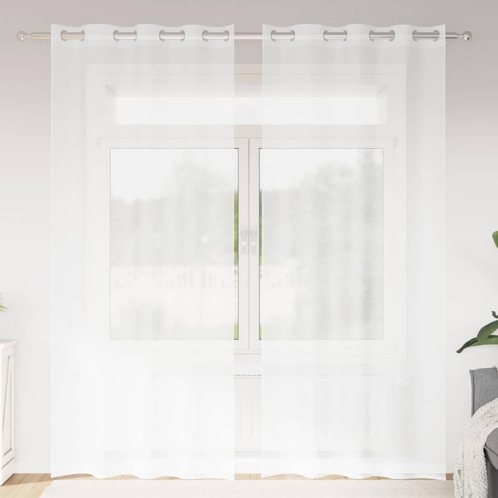 Zasłona woalowa, zestaw 2 sztuk, biała, 225 x 140 cm, półprzezroczysta, poliester, do salonu, sypialni, filtr światła, ochrona przed wzrokiem, łatwy montaż