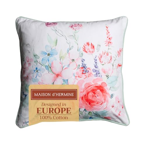 Maison d' Hermine Throw Pillow Covers 100% Cotton (20" x 20" - Pack of 1)