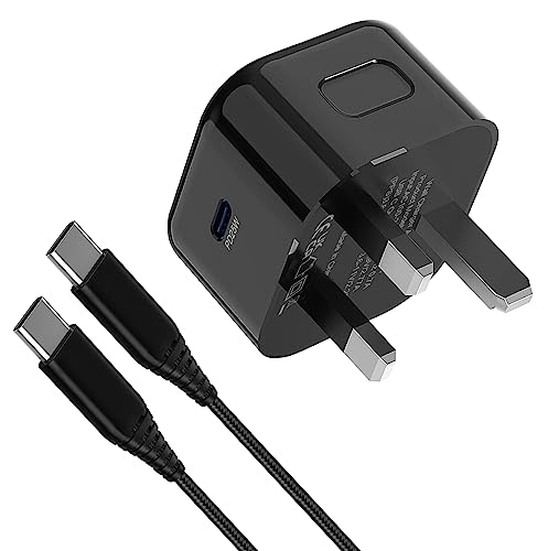 25W Charger Plug and Cable for Samsung Galaxy A56 5G/A55 A53 5G/A33 5G/A15 5G/A54 5G/S25/S24 Plus/S23 FE/S22 S21 S20/A16 A14 A13 A52 A52S A72 M52 M53 M13 UK USB-C Super Fast Phone Charging Adapter