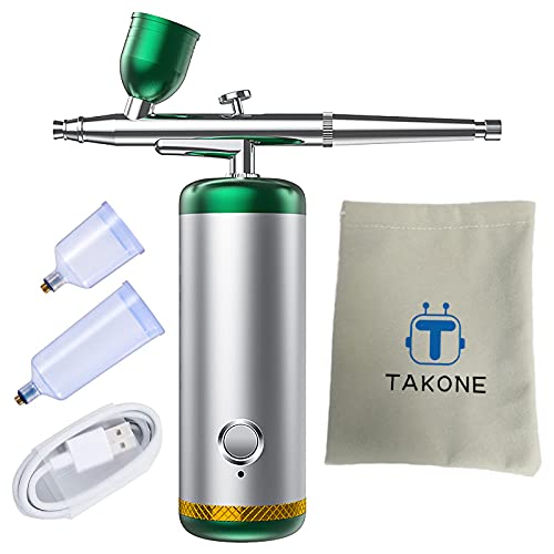 TAKONE Airbrush Makeup Kit, Cordless Airbrush Compressor, Rechargeable & Portable Airbrush Machine For Makeup, NaIl Stencils, Barber, Tattoo, Cake Decorating, Model Coloring, Painting