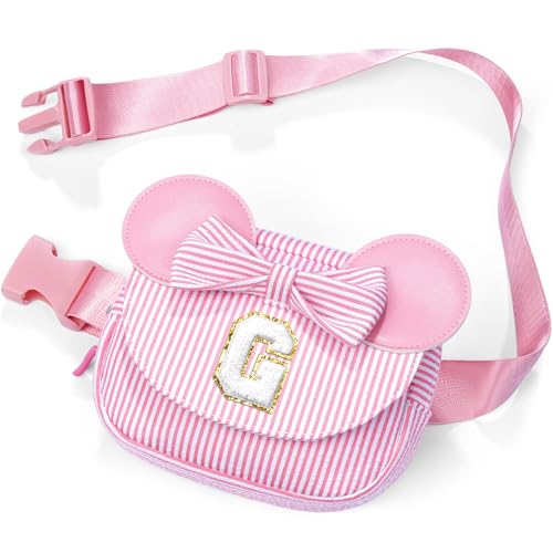 Image of Small Belt Bag for Kids - Birthday Gifts for 3 4 5 6 7 8 9 10 Year Old Girls, Birthday Gifts for Girl Daughter Sister, Initial Belt Bags for Girls Sling Bag Purse Pink G