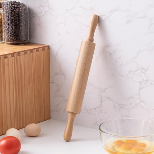 image for AISOSO Rolling Pins for Baking, 15.75 Inches Wooden Rolling Pin with H