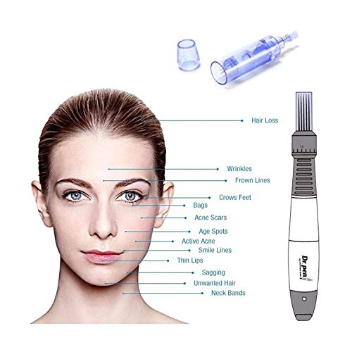 Image of Dr.pen Plastic Ultima A1 36-Pin Analog Wireless Electric Microneedling Pen, Skin Repair Tool Kit with 10pcs Replacement Needles, Blue