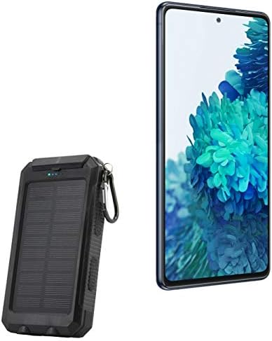 BoxWave Power Bank Compatible with Samsung Galaxy S20 FE (Power Bank by BoxWave) - Solar Rejuva PowerPack (10000mAh), Solar Powered Backup Power Bank 10000mAh for Samsung Galaxy S20 FE - Jet Black