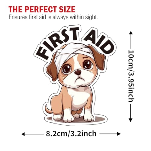 Decalques de primeiros socorros (4 peças), 10 cm – Adesivo forte, durável, à prova d'água – Ideal p