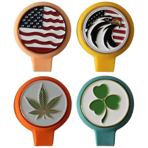 MONKEY SUN Silicone Golf Hat Clip Ball Marker, Strong Magnetic Closure, Set of 4 Ball Markers & 4 Hat Clips, Great Gift for Women & Men Golfers (4 Set, 4 Colors) Cover