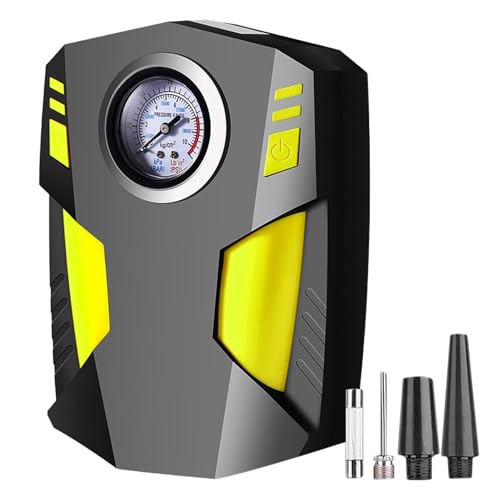 タイヤインフレーターエアコンプレッサー - 12V DC ポータブル電動エアポンプ、デジタルディスプレイ付き、車、SUV、バイク、自転車、インフレータブル機器用の複数のノズルが付属 |スマートデジタルタイヤポンプFo