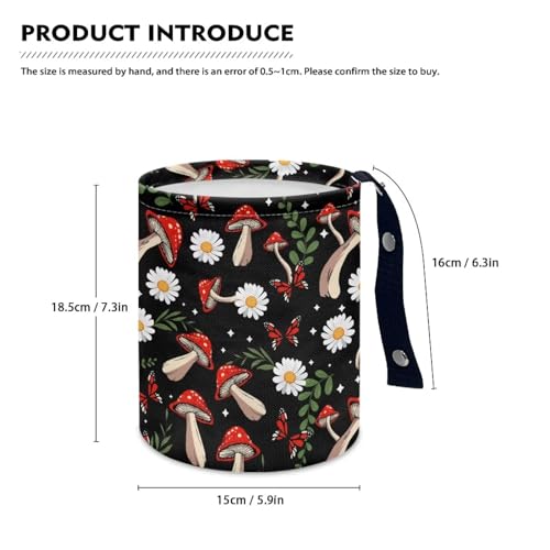 Image of Car Trash Garbage Can Mushroom Daisy Leaves Print Reusable Portable Car Garbage Bin Easy to Clean Collapsible Waste Multipurpose Bin Car Accessories Interior