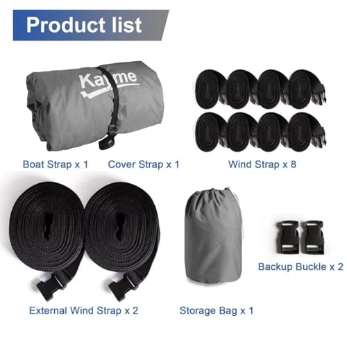 Kayme 1200D Heavy Duty Boat Cover for 22-24ft Boats - Waterproof, Tear Resistant with Reinforced Windproof Straps, Ideal for Fishing, Bass,Tri-Hull, Fish & Ski,V-Hull Boat. by kayme - Image 5