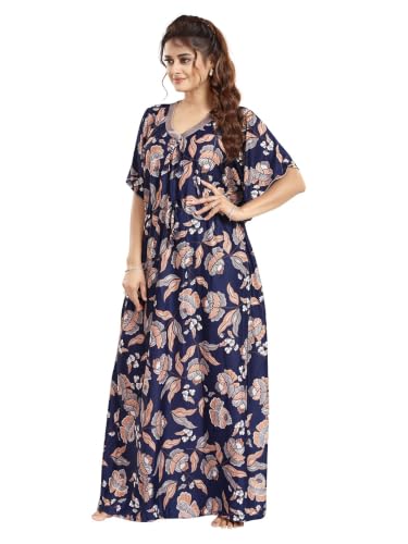 Image of Kaftan Printed Cotton Maxi Dress /Nighty /Nightdress for Ladies /Girls /Women | Free Size