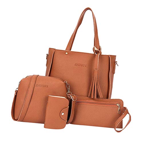 Baoblaze 4PACK Bolsa De Couro Feminina Bolsa De Ombro Bolsa Bolsa Titular De Cartão Conjunto De Saco