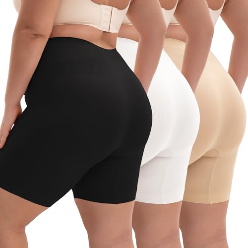 INNERSY Women's Plus Size Slip Shorts for Under Dresses Anti-Chafing Smooth Summer Shorts 3-Pack
