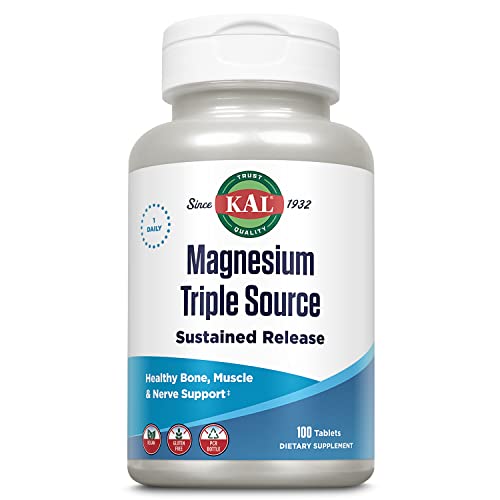 KAL Triple Source Magnesium Complex Supplement - Tri Magnesium Citrate, Malate & Oxide for Women &