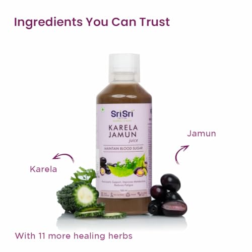Image of Sri Sri TATTVA shuddhta ka naam Karela Jamun Juice | Maintains Blood Sugar Levels | Reduces Bad Cholesterol | Good For Digestive Health | No Added Sugar | 500 Ml I Pack of 2