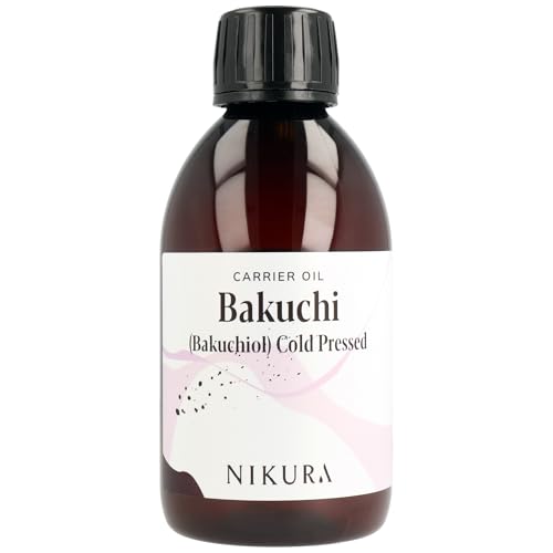 Nikura Bakuchi (Bakuchiol) Oil (Cold Pressed) - 250ml | For Skin, Hair, Body, Face | Moisturising Carrier Oil | Vegan & UK Made | BPA Free