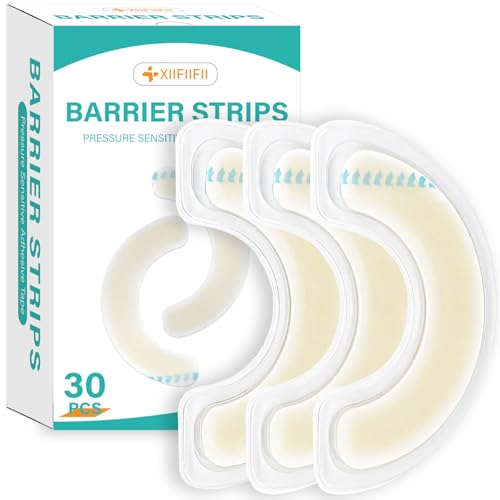 XIIFIIFII 30 Pcs Elastic Ostomy Barrier Strips, Ostomy Skin Supplies, Medical Grade Skin-Friendly Leak-Proof Adhesive, Hydrocolloid Tape for Colostomy Ileostomy Urostomy Bags