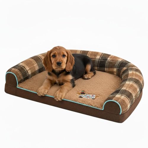 Lifetipsイングリッシュ・コッカー・スパニエルU型 ペットベッド 犬 猫 クッション ソファ 丸洗い可 滑り止め 保温 四季対応 小型犬 中型犬 大型犬 多頭飼い 快適 枕付き 軽量 カバー取り外し インテリアに馴染む 圧縮梱包 極厚 やわらか 防汚