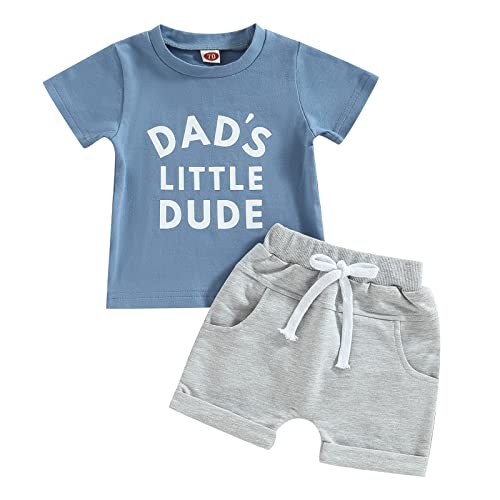 Image of BemeyourBBs Toddler Baby Boy Summer Clothes Funny Letter T Shirt Elastic Waist Pockets Shorts Set 2 Piece Outfit