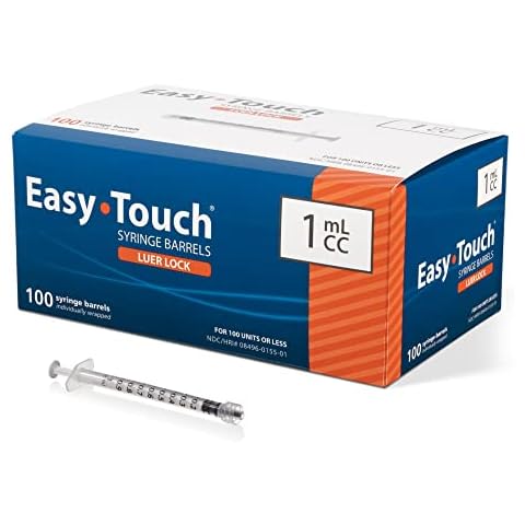 EasyTouch Luer-Lock Syringe Barrel, 1ML Syringe, Pack of 100 Cover