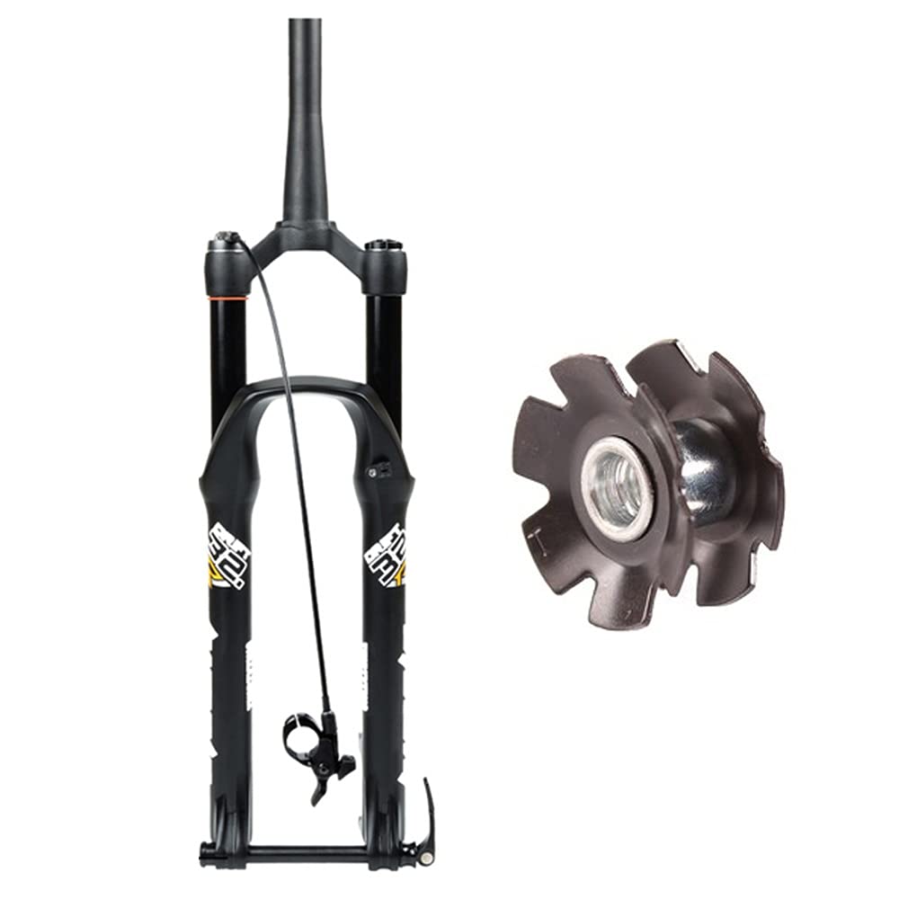 WIQUYBML Mountain Bike DH AM MTB Suspension Fork Travel 130mm Thru Axle 15x100mm, 1-1/2"1-1/8" RL HL With Damping Adjustment Bicycle Front (Color : TAPERED LINE, Size 27.5in)