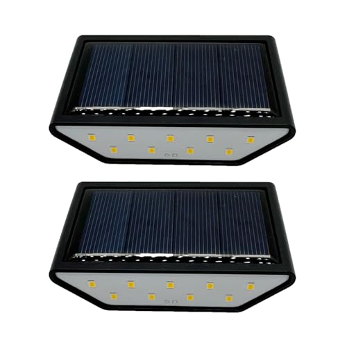 Smiling Shark ソーラーライト ST01【2025新設計・2面発光・長時間点灯】 光センサーライト 屋外照明 太陽光発電 暖白色 1000mAh 最大12時間連続使用 夜間自動点灯 自動充電 電気代０円 IP65防水 長寿命LED 両面テープ付き 取付簡単 小型 多場面適用 屋外階段/デッキ/通路/庭/玄関 ガーデンライト アンビエントライト 防犯ライト 日本語取扱説明書 2個入