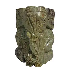 Avinash Handicrafts Soap Stone Carved Elephant Face Candle Stand (6cm x6cm x9cm)