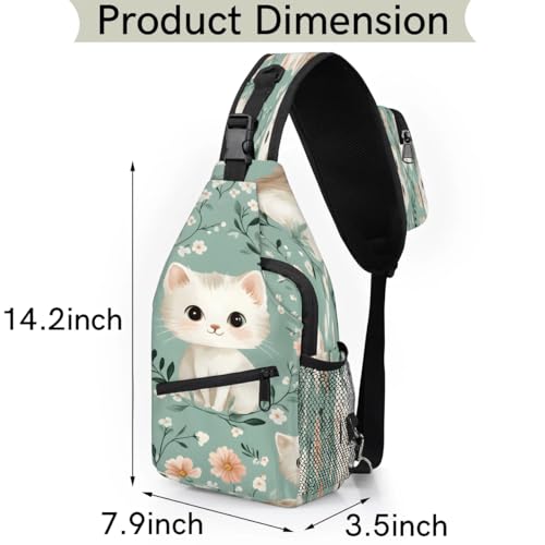 Bolsa bandolera unisex con gato para senderismo y viaje miniatura 2