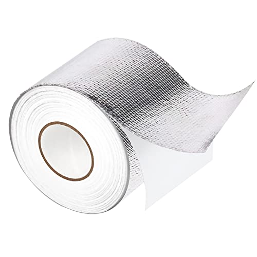 Tosucs Nastro Adesivo in Alluminio con Rete di Rinforzo,Nastro Ignifugo in Fibra di Vetro Ricambio per Motocicli,Nastro Isolante Termico,50 mm x 10 m,Resistente Alte Temperature（Argento）