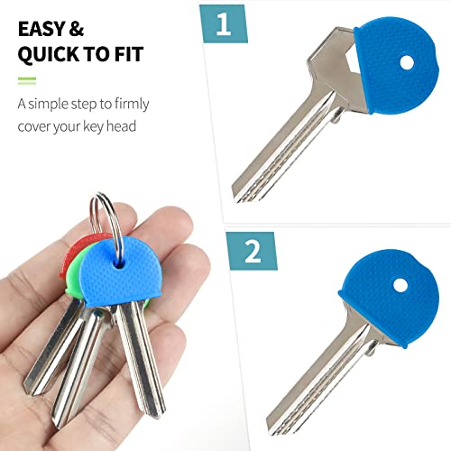 Uniclife Key Cap Rings, 50 Pack, 8 Assorted Colors Key Identifier Tag Covers #TOP3