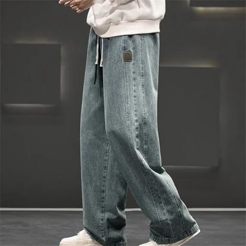 Men's Loose Fit Wide Leg Jeans Washed Straight Cut Denim Trousers Outdoor Casual Neutral Style Plus Size2